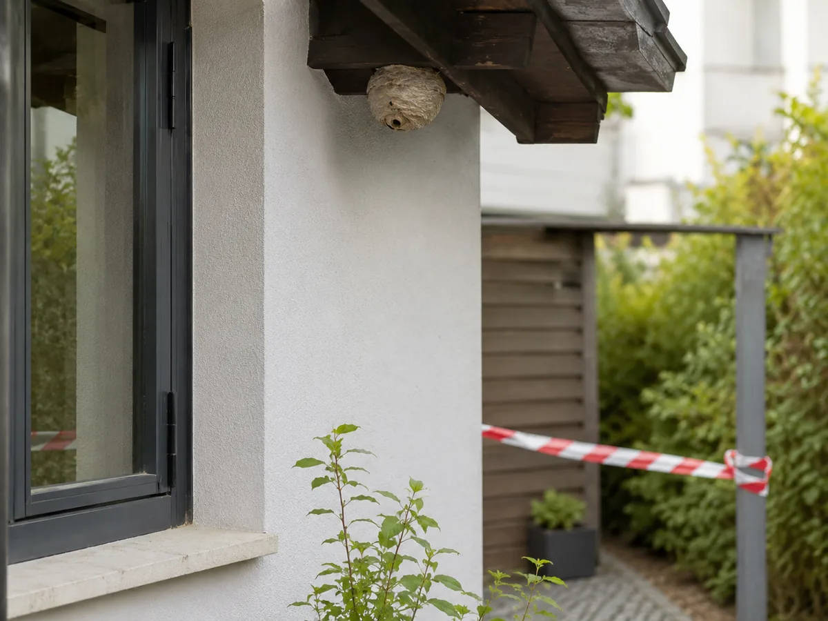 Abgesicherter Außenbereich bei Wespennest