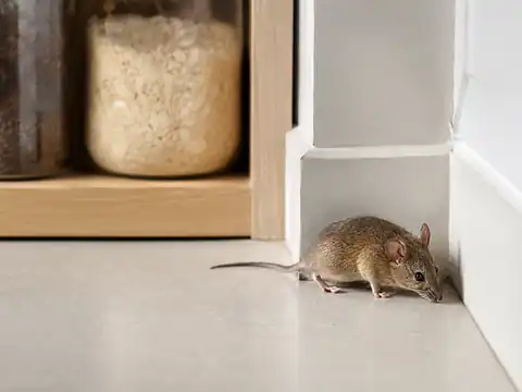 Maus im Küchenbereich nahe einer Wand